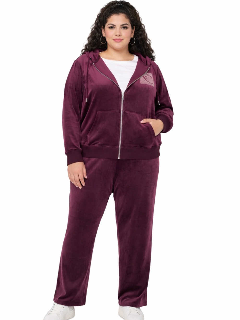 Vince Camuto Plus Size 3X Velour Rhinestone-Logo Hoodie/Plum Noir/ NWT/